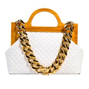 Elegant Chain Wooden Handle Crossbody Bag